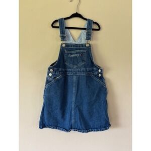 Vintage Y2K Tommy Hilfiger Denim Overall Dress Girls Size 5 Flag Logo
